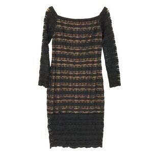 SHO Tadashi Shoji Lace Off Shoulder Sheath Dress Size M Black Dark Romantic